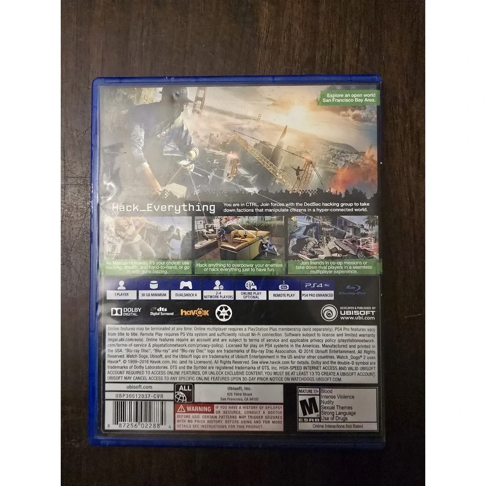 Watch Dogs 2 (Sony PlayStation 4, 2016)